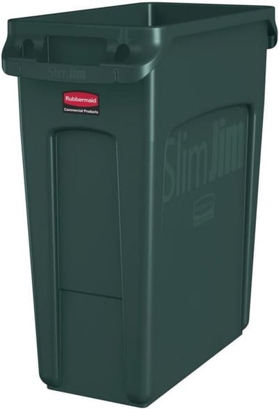 SnelShoppen - Geventileerde Afvalbak 60 Liter - Kunststof Vuilnisbak Groen - Slim Jim Afvalcontainer voor Keuken, Tuin, Camping en Feesten