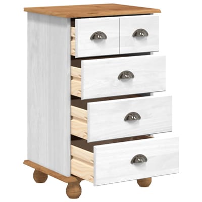 vidaXL - Ladeblok - 5-Lade - ASKIM - Wit - 48,5 - x - 40 - x - 79 - cm - Massief - grenenhout
