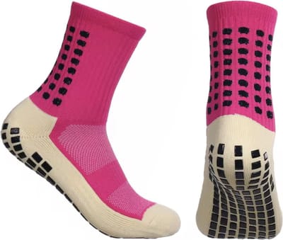 *** Verbeter je sportprestaties met Heble® gripsokken: roze/felroze - anti-blaren - compressie - voor voetbal, tennis, hardlopen, handbal en fitness - one size fits all! ***
