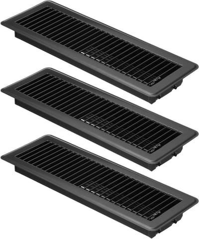 Vloerregister - Ventilatieafdekking Roosters - Luchtstroom Regelen - Verstelbare Bladen - 35 x 10 cm - Zwart