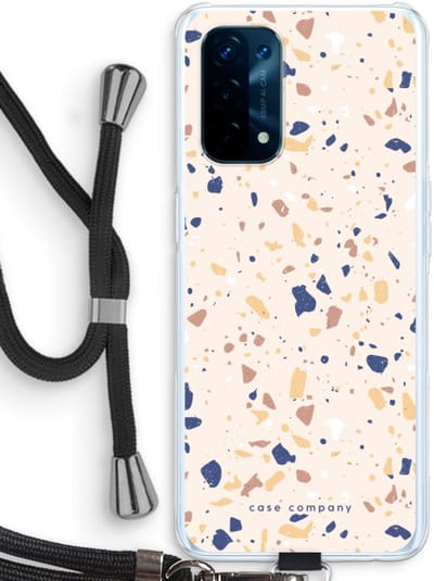 Case Company® - Hoesje met koord geschikt voor Oppo A74 5G hoesje met Koord - Terrazzo N°23 - Telefoonhoesje met Zwart Koord - Bescherming aan alle Kanten en Over de Schermrand