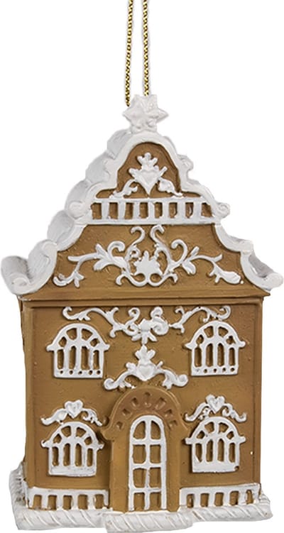 Clayre & Eef Kersthanger Gingerbread house 6x4x9 cm Bruin Polyresin
