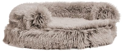 Kattenmand Croci - Bicolor Beige, Ronde Vorm, Zachte Pluche - 45x45x9 cm