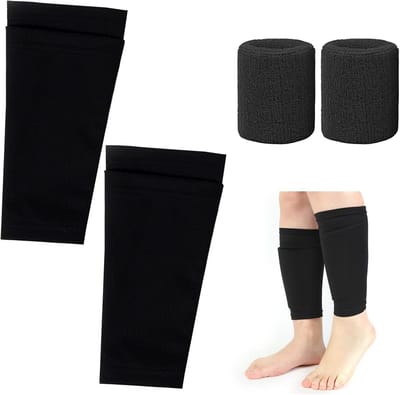 Ademende Voetbalscheenbeschermers met Ergonomische Sokken en Antislip Band