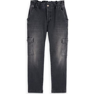 Scotch & Soda Seasonal Tapered Denim Cargo Jogger - Black Night Maat: W25L32 | Cargobroeken Outlet | Dames | Zwart