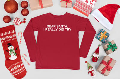 Starry Indigo - KerstKleding / Christmas T-Shirt | kerst cadeau | Dear Santa | Unisex | Rood | Kind 5-6 jaar | Maat 116