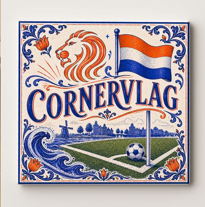 Nederland Cornervlag Decoratieve Keramische Tegel – Nederlandse Voetbal Fan Wandtegel – Oranje Blauw Holland Supporter Cadeau