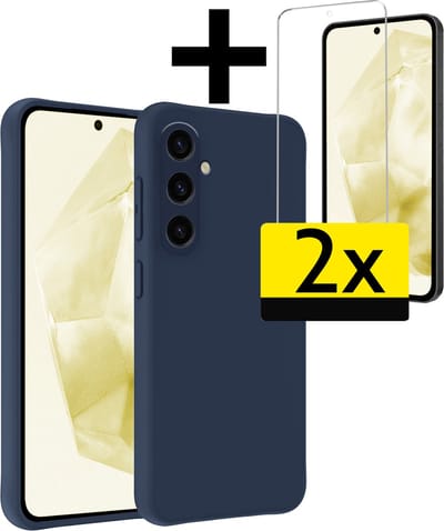 Hoesje - Met 2x Screenprotector - Geschikt voor Samsung Galaxy A35 - Sterk & Shockproof - Back Cover - Siliconen Case - Telefoon Hoes - Telefoonhoesjes - Donkerblauw