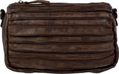 Schoudertasje Dames Klein - Crossbody Tas Dames - Gewassen Leer - Bruin - Arrigo