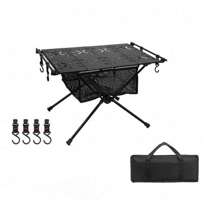 IGT Tafel Draagbare Aluminiumlegering Opvouwbare Tafel Multifunctionele Ultralichte Barbecue Campingtafel zwart