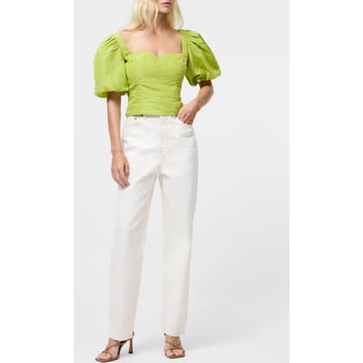 French Connection Islay Linen Puff Slv Top Cactus Green Taglia: 8 | Magliette intime Outlet | Donna | Bianco