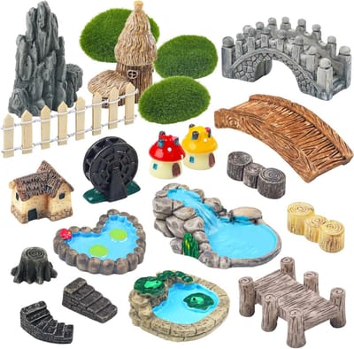 21-delige Miniatuuraccessoires voor een Sprookjestuin - Tuindecoratie, Vijverfiguren, DIY Creaties en Succulenten Versiering