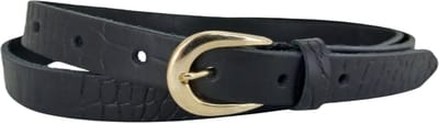 Zwarte Leren Dames Riem | Gouden Gesp | 2cm breed | Riemmaat: 85 (totale lengte: 100cm) | 100% echt leer | Nikkelvrije gesp | Kleur: zwart