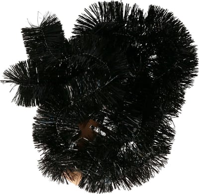 Inge Christmas Goods Kerstslinger - zwart - folie - 270 x 7,5 cm - lametta - kerstboomslinger