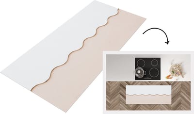 Keukenloper - Loper keuken - Zomer - Wit - Golven - 120x50 cm - Keukenloper vinyl