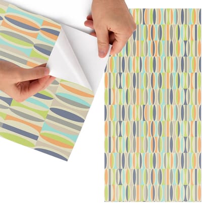 Tulup Meubelfolie - Kleurrijke patronen Plakfolie Meubels - 75x150 cm - Beige Meubelfolie - Decoratiefolie - Geometrische Meubelfolie - Meubel Wrap Folie - Woonkamer decoratie - Achtergronden en patronen