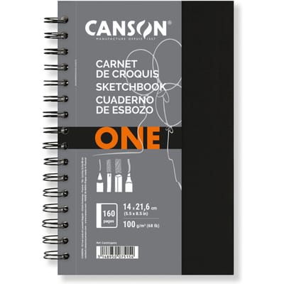 Schetsboek Canson Art Book One spiraalgebonden 80vel 100gr 140x216mm wit