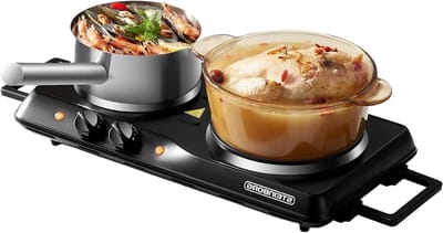 Elektrische Dubbele Kookplaat - Draagbaar Fornuis - Compact Koken - Traploos Instelbaar - 46 x 24 x 7 cm - Zwart
