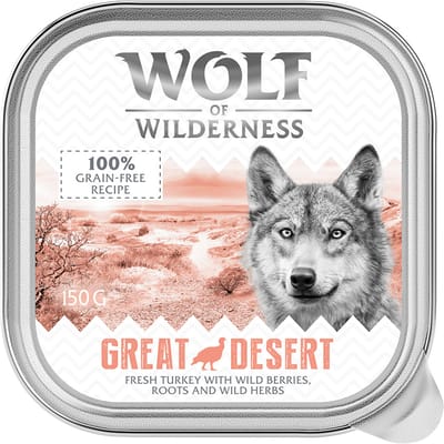 6x150g Adult Great Desert Kalkoen Wolf of Wilderness Hondenvoer nat