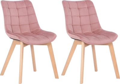 CLP Passaic Set van 2 Eetkamerstoelen - Fluweel roze