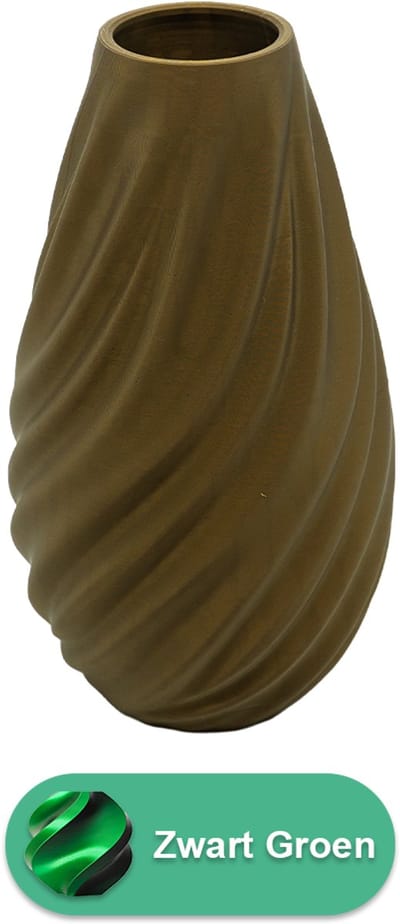 Lunaris moderne vaas – Decoratieve vaas - Zwart / Groen - 3d geprinte vaas – geschikt voor droogbloemen - 20CM