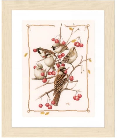 Telpakket kit Huismusjes met rode besjes  - Lanarte - PN-0162298