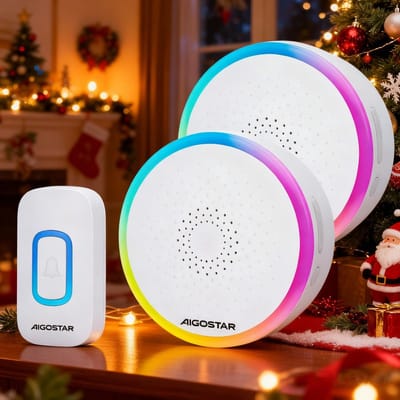 Draadloos Deurbel Set met RGB Licht, 2 Ontvangers, IP55 Waterdicht en 150m Bereik