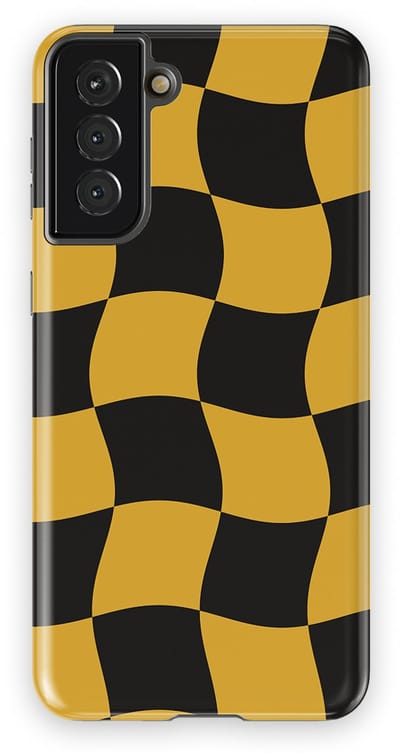 Checkered Warp Hoesje Samsung Galaxy S21 Plus | Geschikt Voor Mag | Uniek Design Hoesje | Beschermhoes Samsung Galaxy S21 Plus Yellow Rush