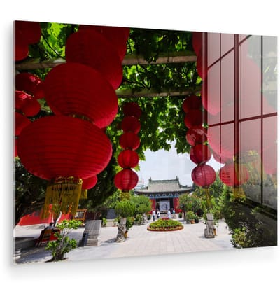 ® Glasschilderij 160x120 cm - Schilderij acrylglas - Paviljoenen in Zhengzhou - Foto op glas - Muurdecoratie woonkamer - Wanddecoratie slaapkamer - Schilderijen