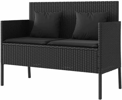 Tuinbank met opbergruimte - Buitenbank bankje - Comfortabel zitten - Waterdichte opbergtas - 113 x 61 x 87 cm - Zwart