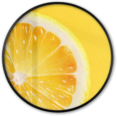 Poster in lijst Rond - Fotolijst 60x60 cm - Posters - Citroen - Geel - Zonnig - Ronde posterlijst zwart - Decoratie - Wanddecoratie woonkamer - Muurdecoratie slaapkamer