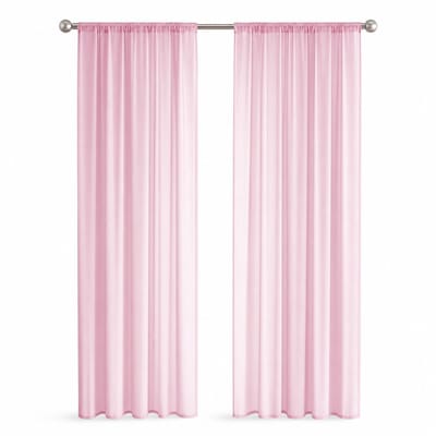 VHV - Gordijnen - roze transparante gordijnenset - lichtdoorlatend en ademend - voor woonkamer, slaapkamer en badkamer