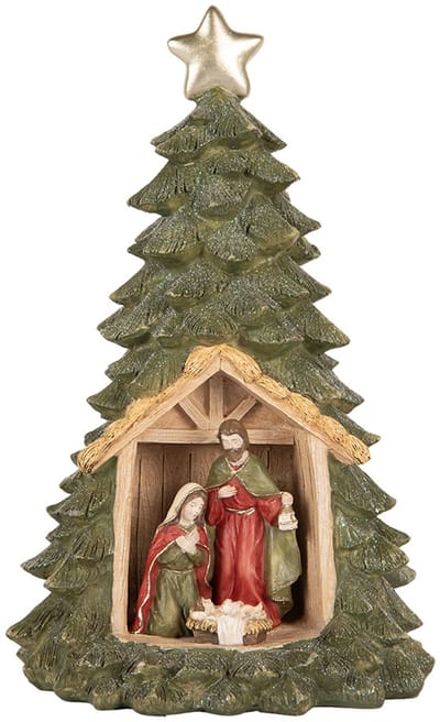 Clayre & Eef Kerstdecoratie met LED-verlichting Kerstboom Ø 15x25 cm Groen Kunststof