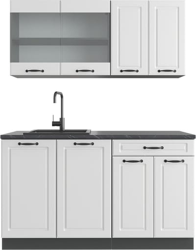Vicco R-Line Eenpersoonskeuken – 140 cm, WB Antraciet Landhuis wit/antraciet