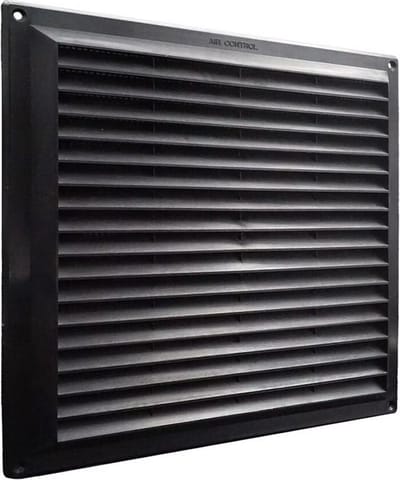 AIR CONTROL schoepenrooster opbouw kunststof, met vliegengaas 250x250mm - zwart (20201110 ZW)