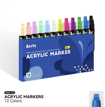 Arrtx - Acrylmarkers - JUMBO 10 mm Broad - Paint Markers - 12 kleuren