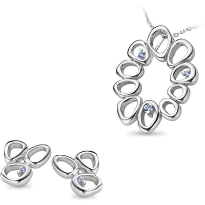 Orphelia Dames 925 Sterling Zilveren Set: Ketting-Hanger + Oorbellen - Zilver SET-5018
