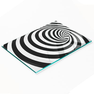 Decoratieve glazen spiraalvormige snijplank met strepen 80x52 cm