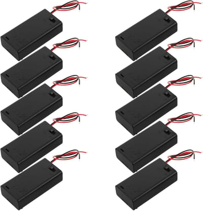 Batterijhouder met Schakelaar - Batterijbox AA - Hobby Projecten - Met AAN/UIT Schakelaar - 10 Stuks - Zwart