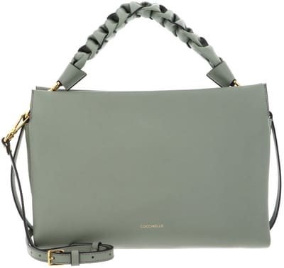 COCCINELLE Leren handtas schoudertas Boheme Grana Double Hand Bag Greenery / Rosette groene