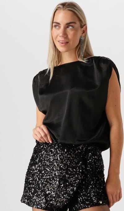 My Essential Wardrobe Estellemw Wrap Top Tops & T-shirts Dames - Shirt - Zwart - Maat XS