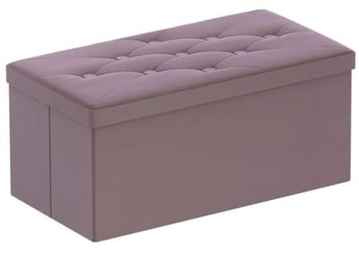 Opvouwbare Zitbank met Opbergruimte - Multifunctionele Fluwelen Kruik voor Woonkamer, Slaapkamer, Hal - 80 x 40 x 40 cm (Lichtpaars)