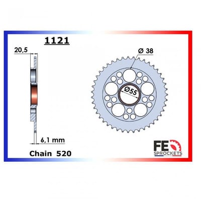 Couronne transmission FE pour moto Ducati 748 748 1995 à 1998 37 dts P 520 Neuf