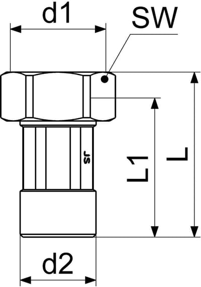 Schlösser Armaturen JS Watermeterkoppeling zonder plombinrichting, Buitendraad 3/4'' x Binnendraad 1'', verchroomd, Verpakkingseenheid 1 stuk, 0022312050001