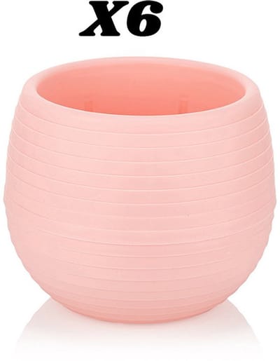 6st ronde cactus bloempotten roos 13cm met drainage UV-bestendige stekpotjes