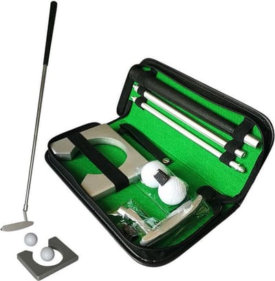 Golfset draagbaar set met golfputter/golfstok twee golfballen - golfhol-opbergcase-golftraining*golfaccessoires-indoor Putter set