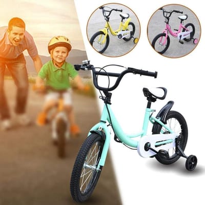 Kinderfiets, 16 inch, verstelbare fietsen met steunwielen, in hoogte verstelbare fiets met bel, stadsfiets voor meisjes van 5 tot 8 jaar, kinderfietsen, cadeaus voor jongens en meisjes