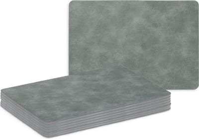 Zeller Placemats - 8x - lederlook - grijs - 42 x 30 cm - tafel dekken - onderleggers