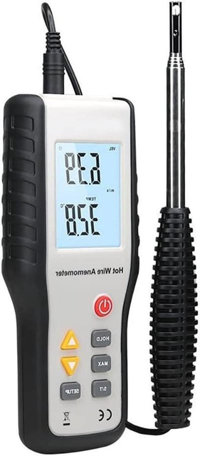 Digitale Windmeter - Luchtstroommeter - Omgevingsanalyse - Verlicht LCD Scherm - 0.1-25 m/s - Grijs