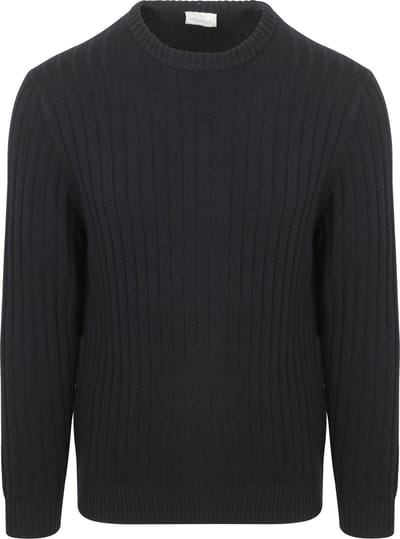 Profuomo Pullover Rib Wol Blend Navy - Maat L - Heren - Pullovers